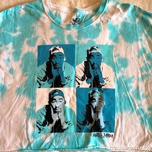 Turquoise Tye-dye Tupac Crop Top